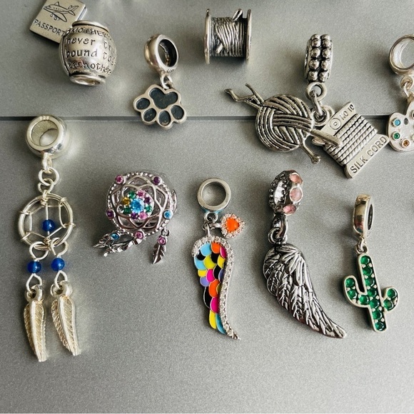 FOREVER QUEEN Dream Catcher Feathers Tassel Colorful CZ Sterling Silv Ch… - Picture 13 of 14